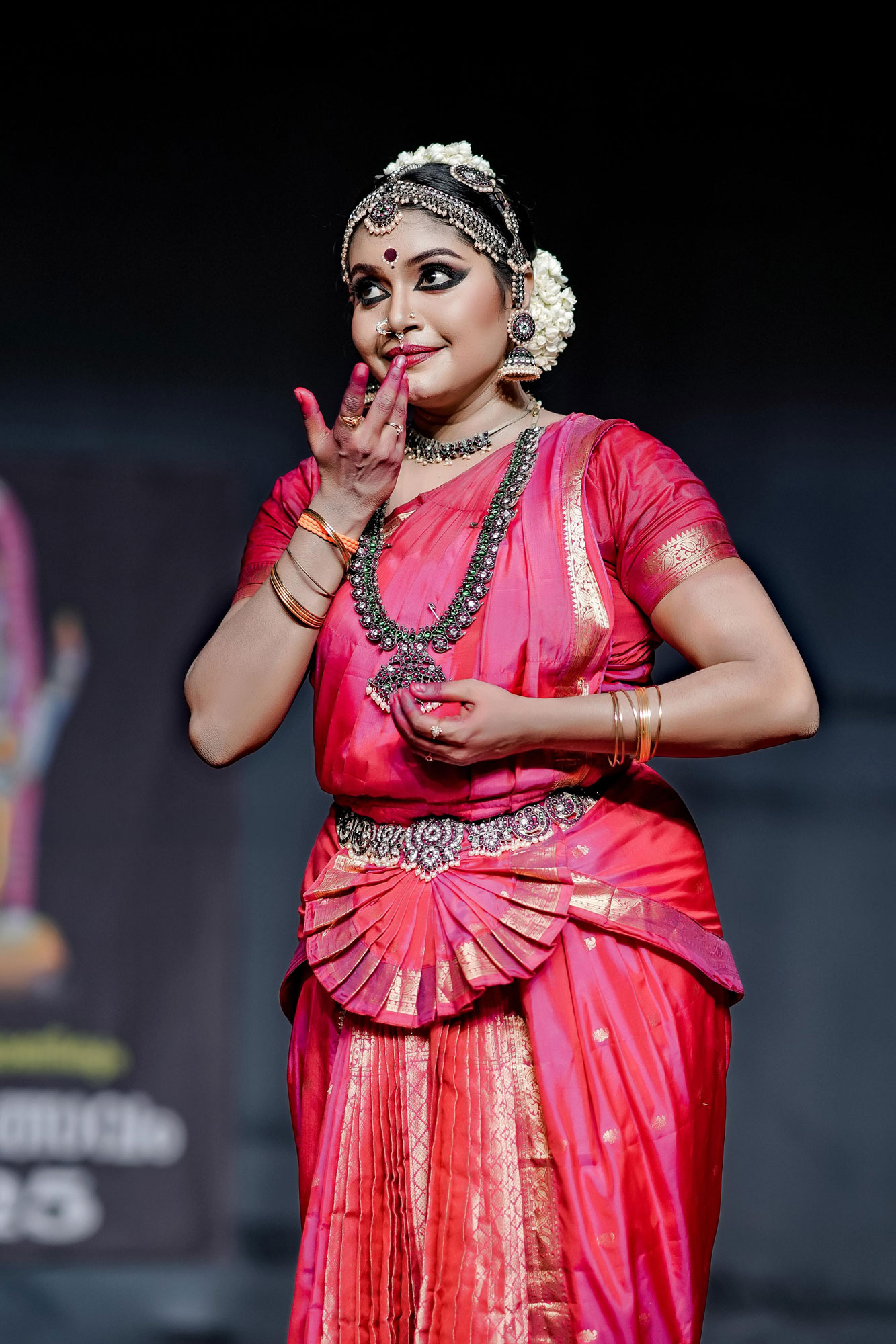 Sruthy Jayan in Bharatanatyam costume and temple jewellery